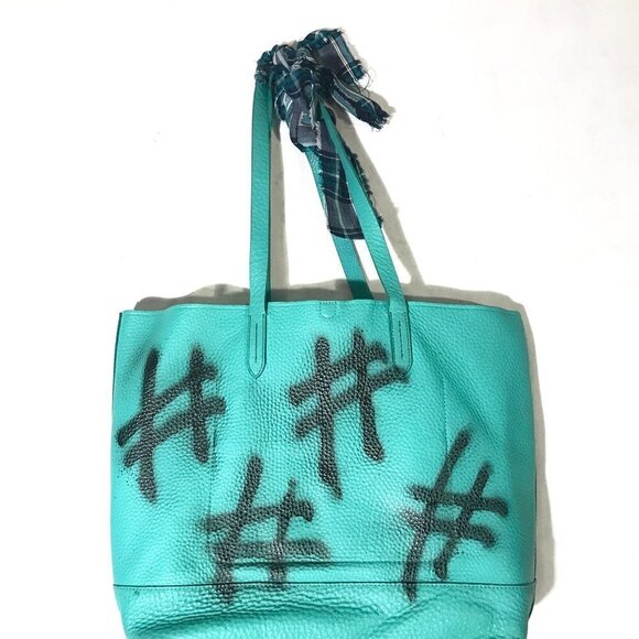 Cole Haan Handbags - Cole Haan Genuine Leather Satchel Handbag Green Upcycled Tote Hash Tag
